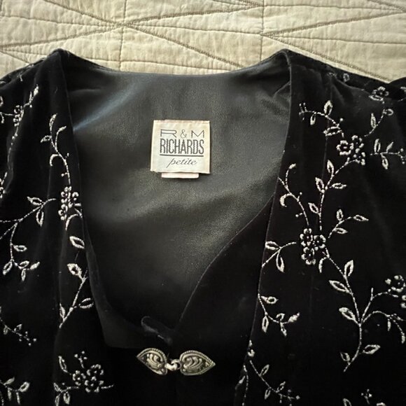 Vintage R&M Richards Dark Academia Black Silver Whimsigoth Velvet Top Blazer 6P - Picture 8 of 11